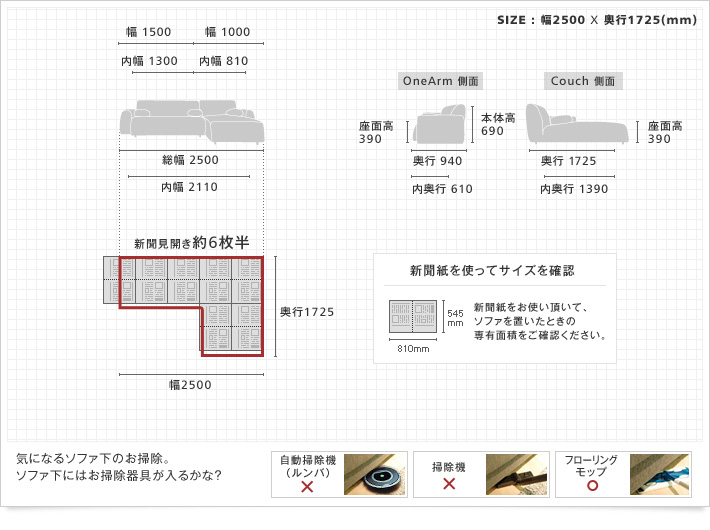 ももこ サイズ説明欄 marucco 2人掛けカウチソファセット：サイズ・仕様｜日本を代表する