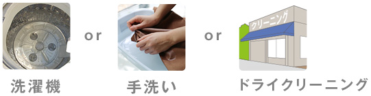 洗い方パターン図「洗濯機or手洗いorドライクリーニング」