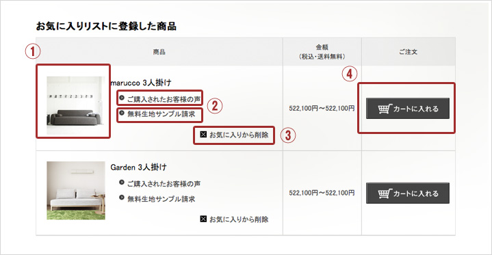 お気に入りリストの利用方法